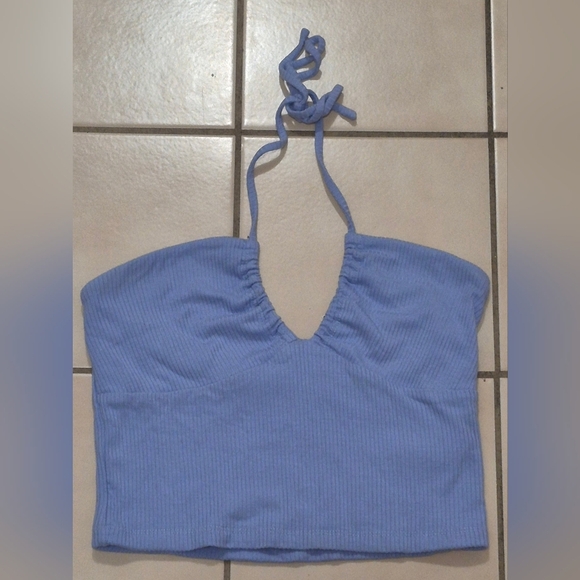 Wilfred Tops - Wilfred Merci Ribbed Halter Tank — Light Blue (S)